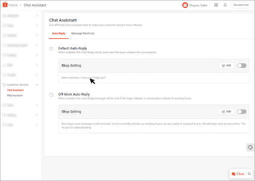 ฟีเจอร์ ตัวช่วยตอบแชท | ศูนย์เรียนรู้ผู้ขาย Shopee Thailand